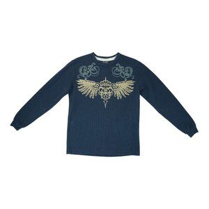 Indigo Thirty Medium 10/12 Boys wear Blue TShirt Cross & Wings Print Long Sleeve